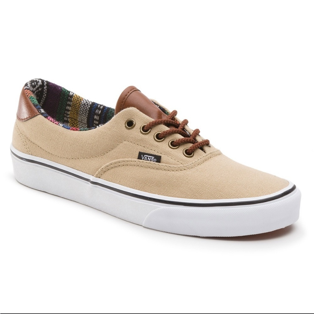 Vans Tan Canvas Sneakers with Brown Accents